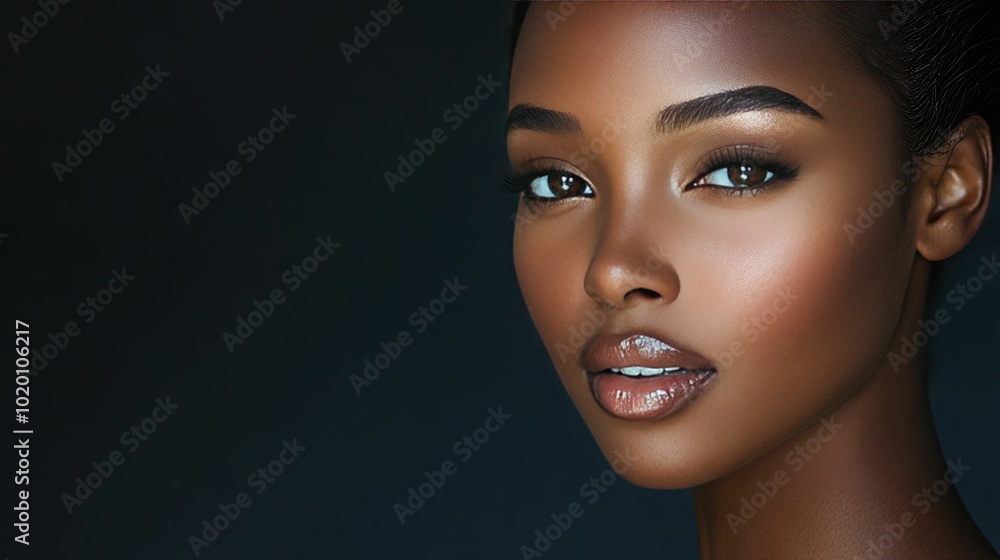 Close-up Portrait of a Woman with Dark Skin and Brown Eyes Close-up Portrait of a Woman with Dark Skin and Brown Eyes
