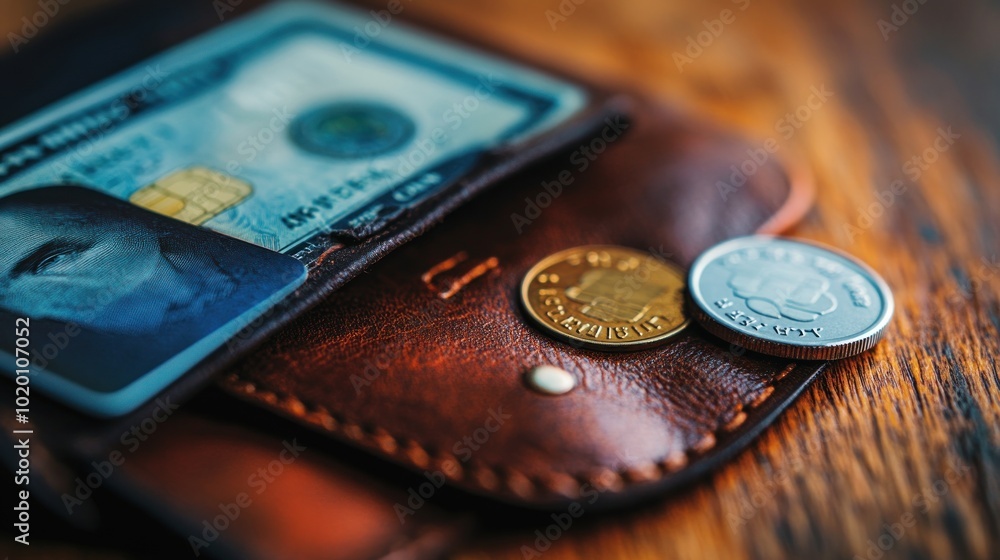 A credit card placed in a wallet next to cash and coins, symbolizing the flexibility of spending and financial management. A credit card placed in a wallet next to cash and coins, symbolizing the flexibility of spending and financial management.
