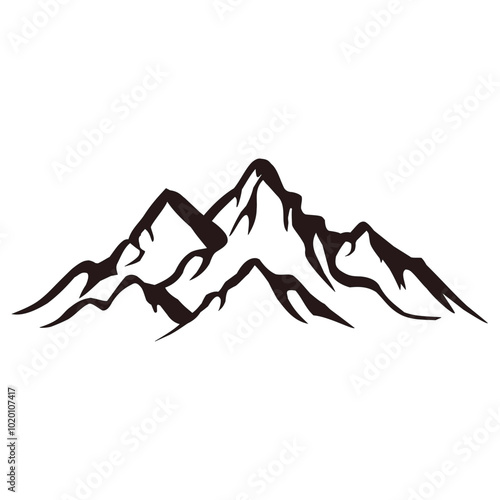 A striking black silhouette of mountains showcases various peaks and valleys, offering a minimalist yet captivating representation of nature's grandeur.