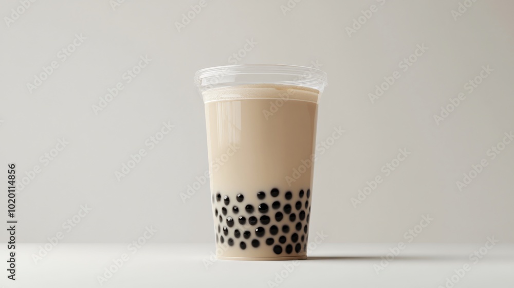 Premium Plastic Cup Filled with Bubble Tea Mockup Premium Plastic Cup Filled with Bubble Tea Mockup