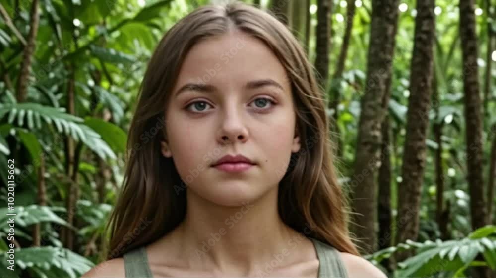 portrait of a girl in jungle portrait of a girl in jungle
