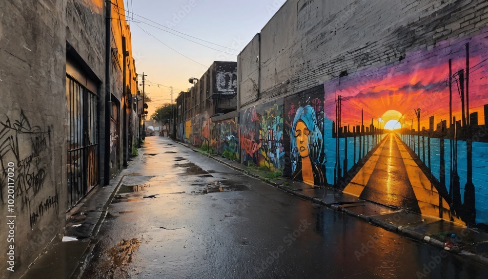 Fototapeta premium alleys with street art
