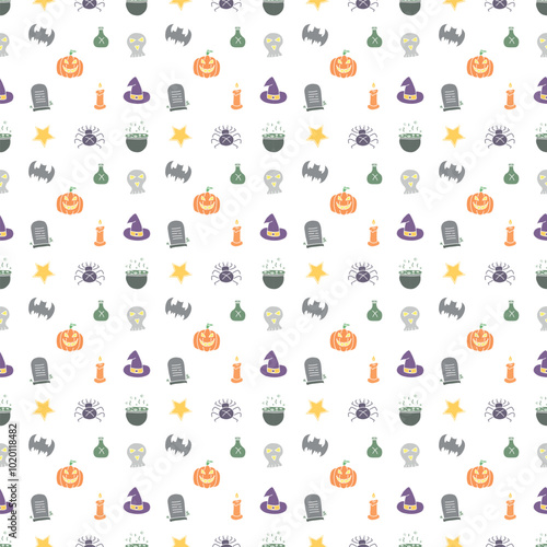 Seamless Halloween pattern. Doodle Halloween background