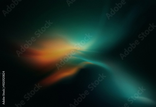 Abstract grainy gradient background with a deluxy design and an orange-green illustration. photo