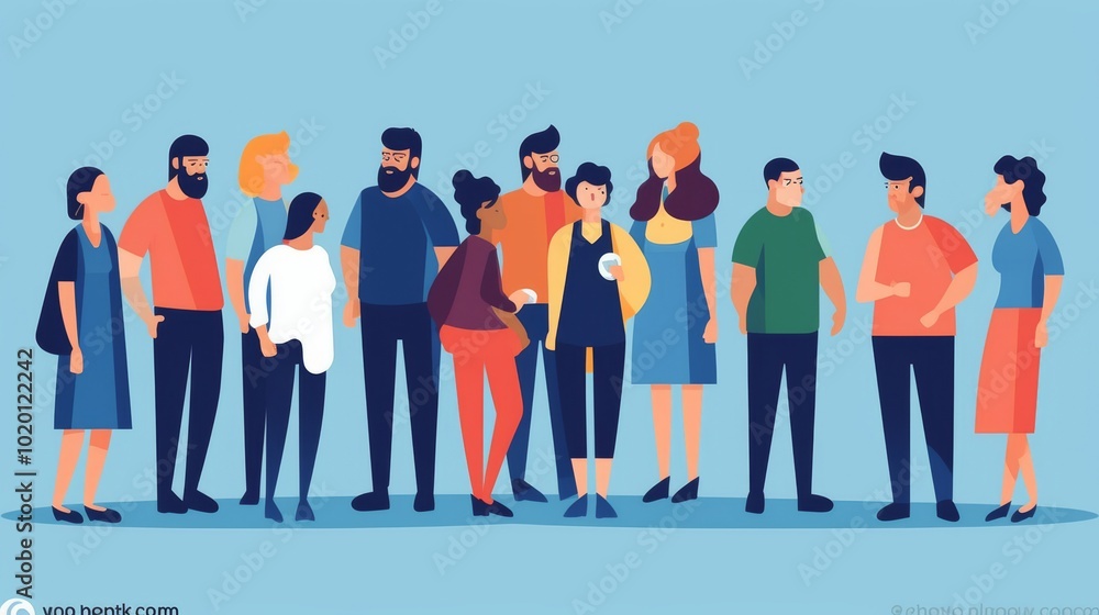 A group of people are standing in a line, some of them are wearing backpacks A group of people are standing in a line, some of them are wearing backpacks