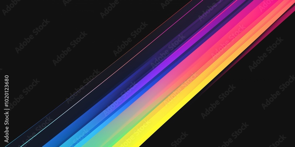 A colorful line of rainbow stripes on a black background. The colors are bright and vibrant, creating a sense of energy and excitement