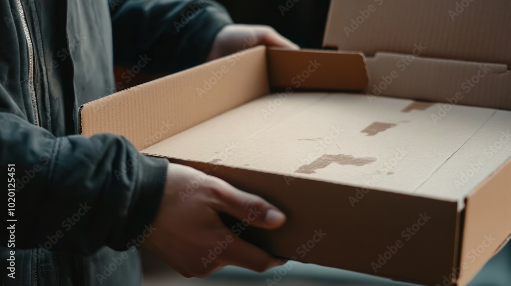 open empty delivery box, open empty delivery box,