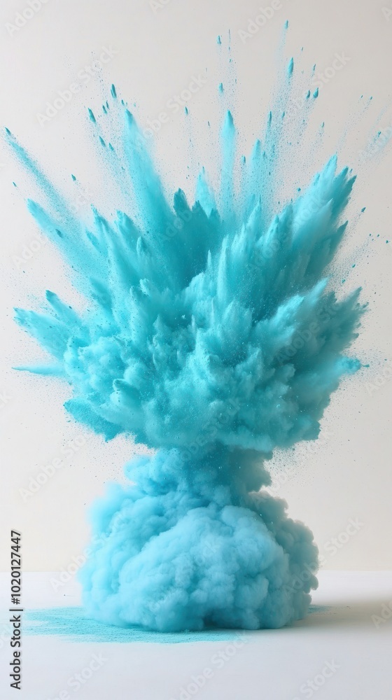 A vibrant blue explosion creates a striking visual effect against a plain background. A vibrant blue explosion creates a striking visual effect against a plain background.