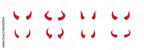 Devil horn Vector icon red Template design. Demon satan horns symbol