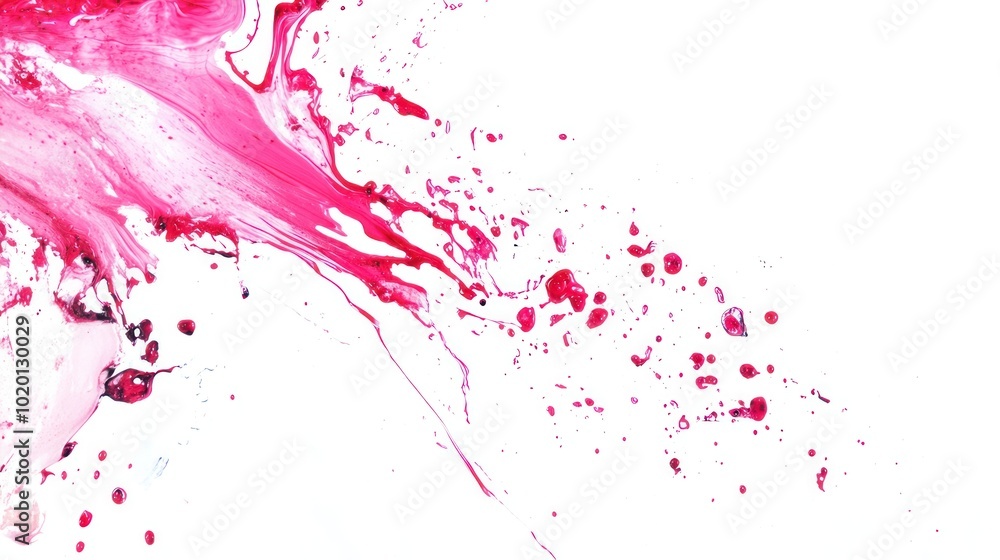 Abstract splashes of pink paint on a white background, creating a vibrant artistic effect. Abstract splashes of pink paint on a white background, creating a vibrant artistic effect.