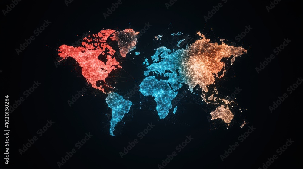 A world map with interconnected lines representing global partnerships and alliances. A world map with interconnected lines representing global partnerships and alliances.