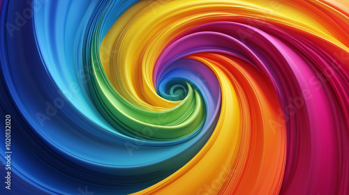 A vibrant rainbow-colored swirl, with the center of the image blank for celebration-themed copy