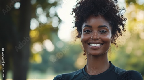 Smiling Woman in Natural Outdoor Setting