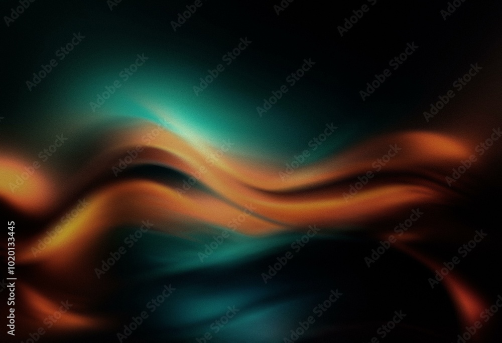 Abstract grainy gradient background with a deluxy design of wavy orange and teal hues. Abstract grainy gradient background with a deluxy design of wavy orange and teal hues.