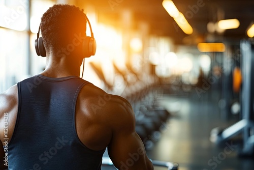 Focused athlete training in a sunlit gym photo