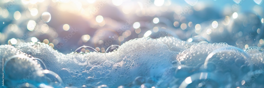 The bubbly foam covers the surface of a tranquil bath, enhanced by soft light, inviting a moment of relaxation and indulgence. Generative AI