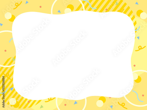 幾何学模様のポップな白背景のフレームイラスト　サイズ比率4:3