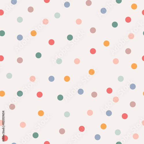 Retro polka dots different colors on light background. Vector illustration
