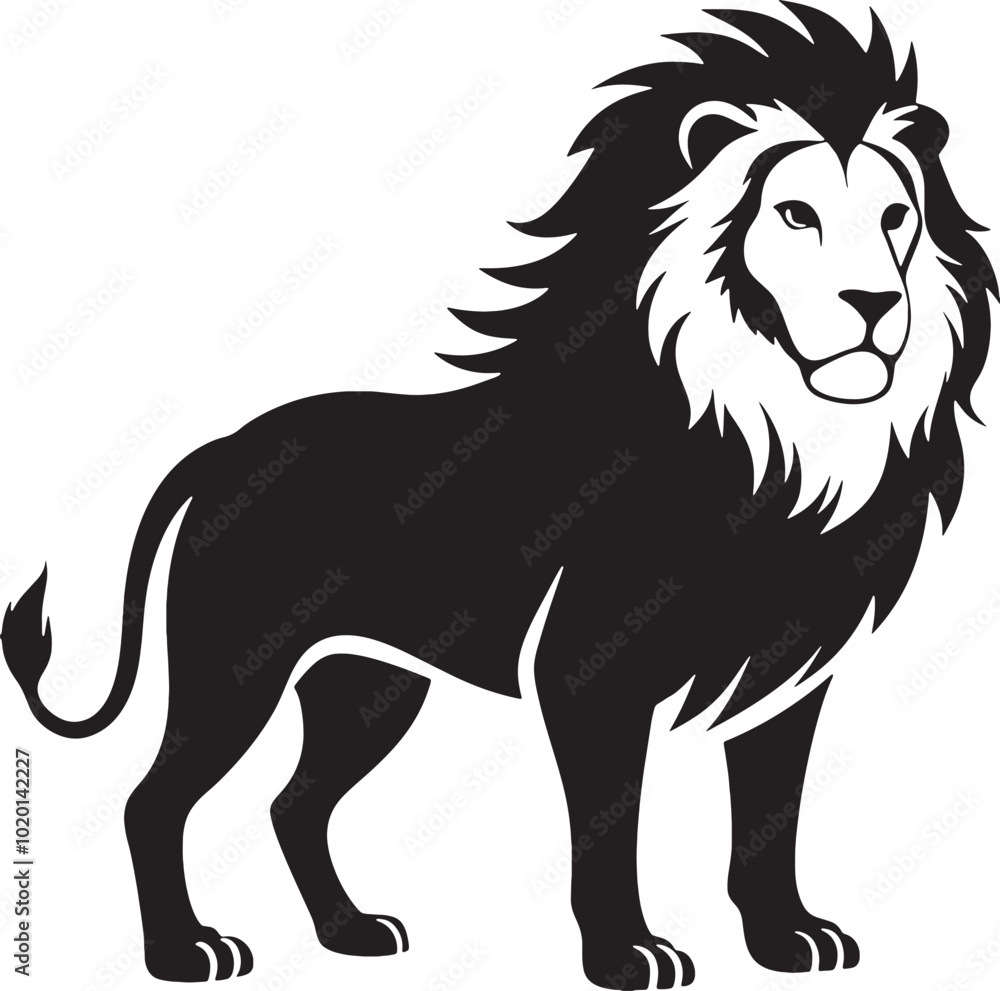 Obraz premium Black Lion with Lion on Its Head – Bold Symbolic Design for Power and Strength , Art & Illustration