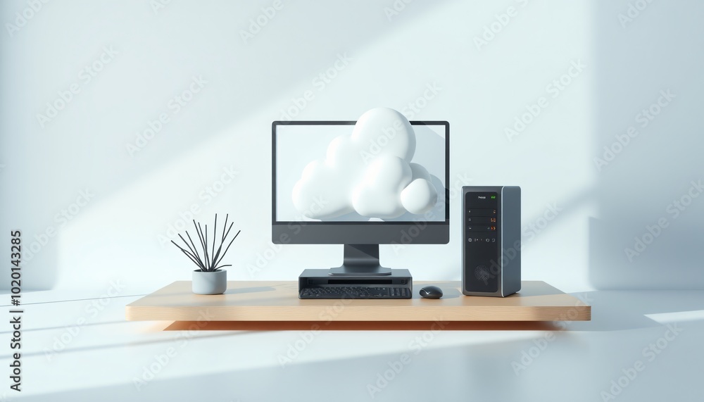 A digital representation of Cloud server computer digital minimalist 3d render background A digital representation of Cloud server computer digital minimalist 3d render background