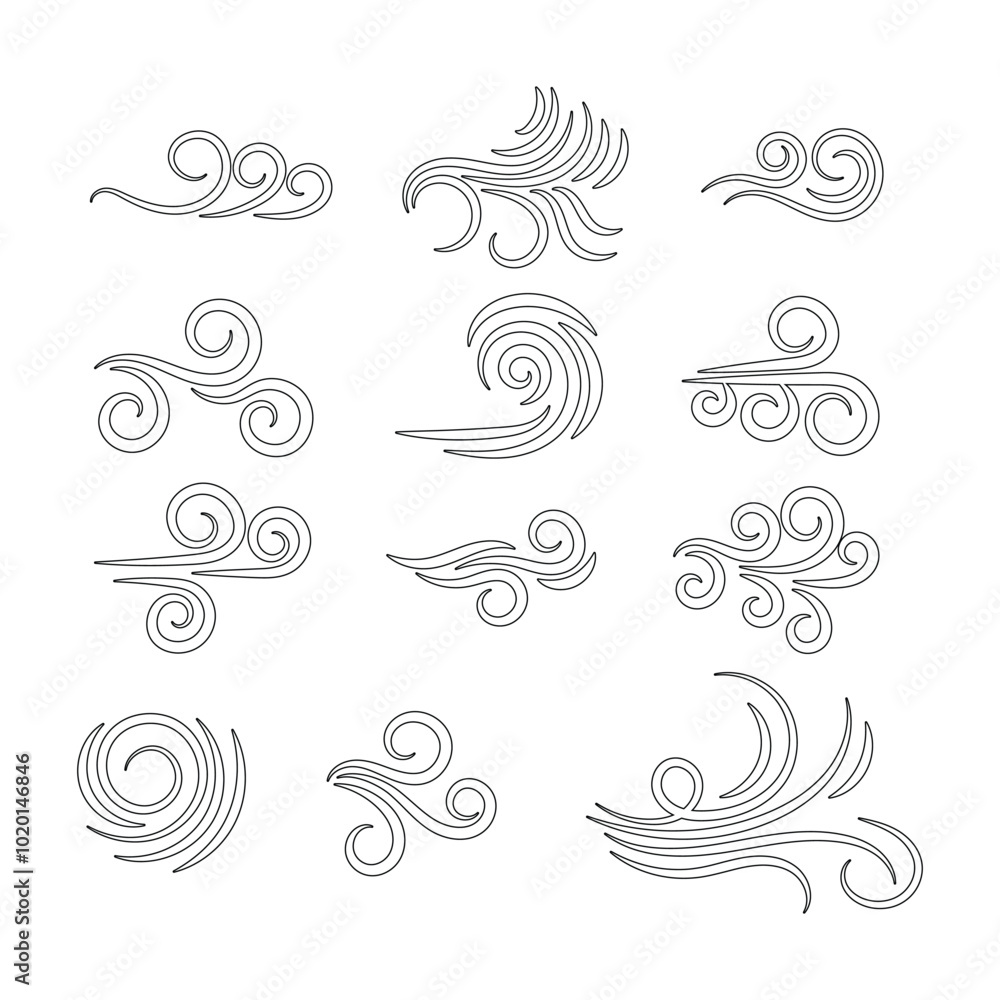 Fototapeta premium wind set icon outline