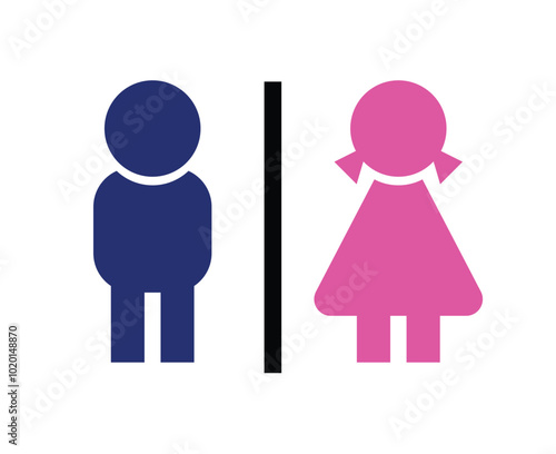 Toilet restroom sign boy and girl kids element vector icon for public navigation symbol. Male Blue and female pink color.