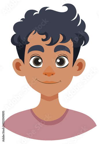 Smiling Boy with Curly Hair