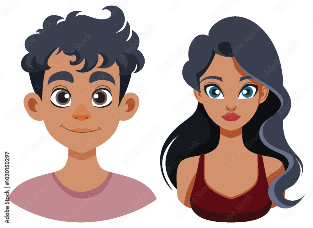 Smiling Man and Woman Illustration Smiling Man and Woman Illustration