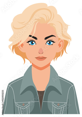 Blonde Woman in Denim Jacket