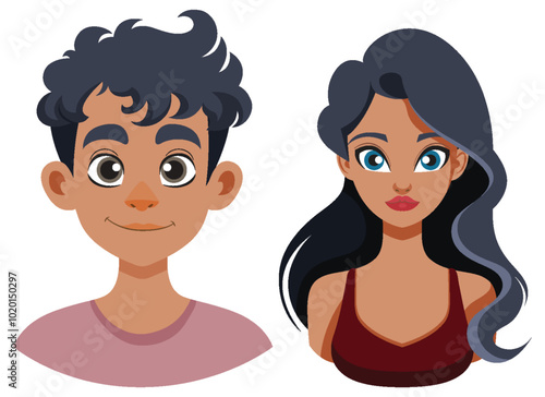 Smiling Man and Woman Illustration