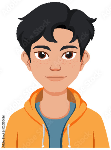 Young Man in Orange Hoodie