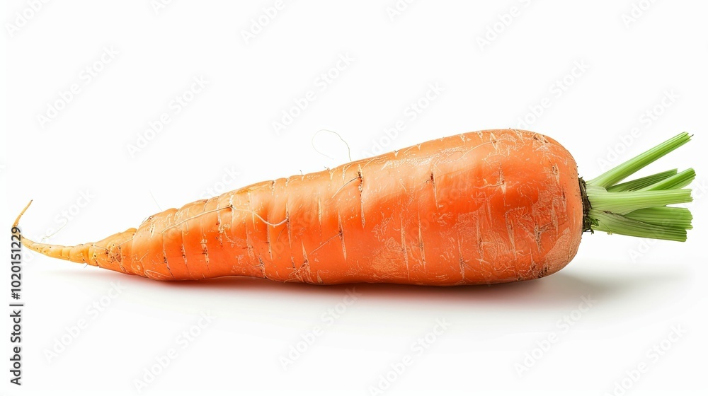 A Single Fresh Carrot with Green Tops A Single Fresh Carrot with Green Tops