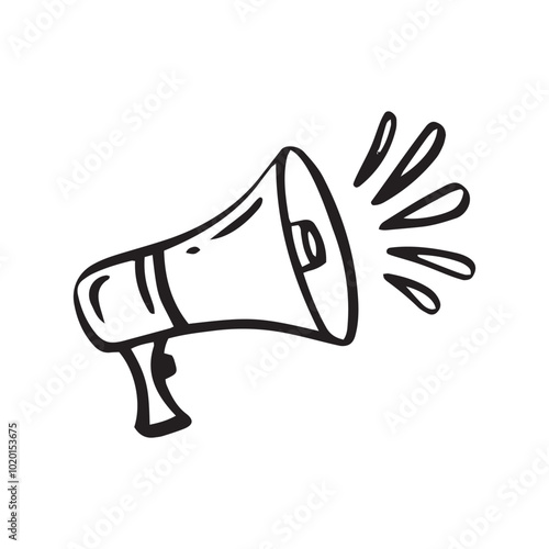Megaphone hand drawn line. doodle loudspeaker icon