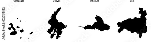 Galapagos, Guayas, Imbabura, Loja outline maps