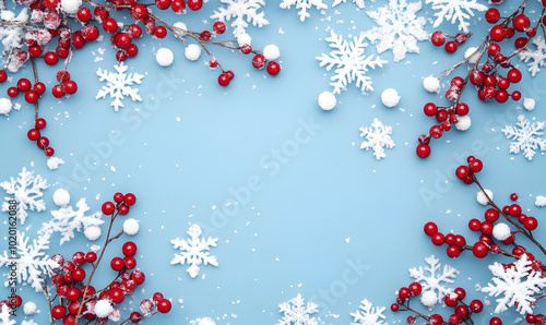 Premium Christmas card wallpaper background with red berries