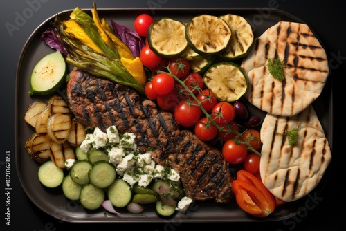 Grilled Steak and Fresh Vegetables Platter