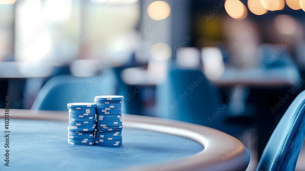 Fototapeta premium Luxurious High-Roller Lounge Scene - Exclusive Velvet Chairs and Dim Lighting in a Private VIP Casino Atmosphere