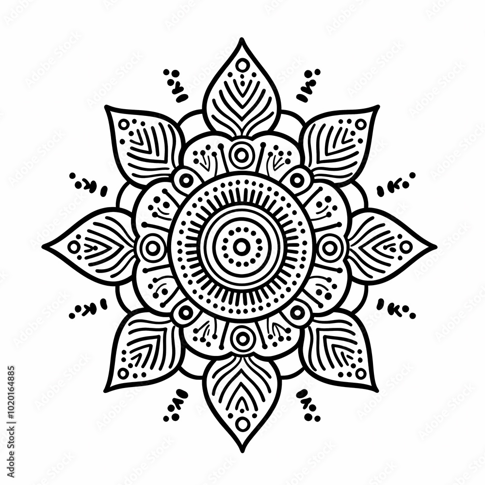 Elegant Hand-Drawn Floral Mandala Design Elegant Hand-Drawn Floral Mandala Design
