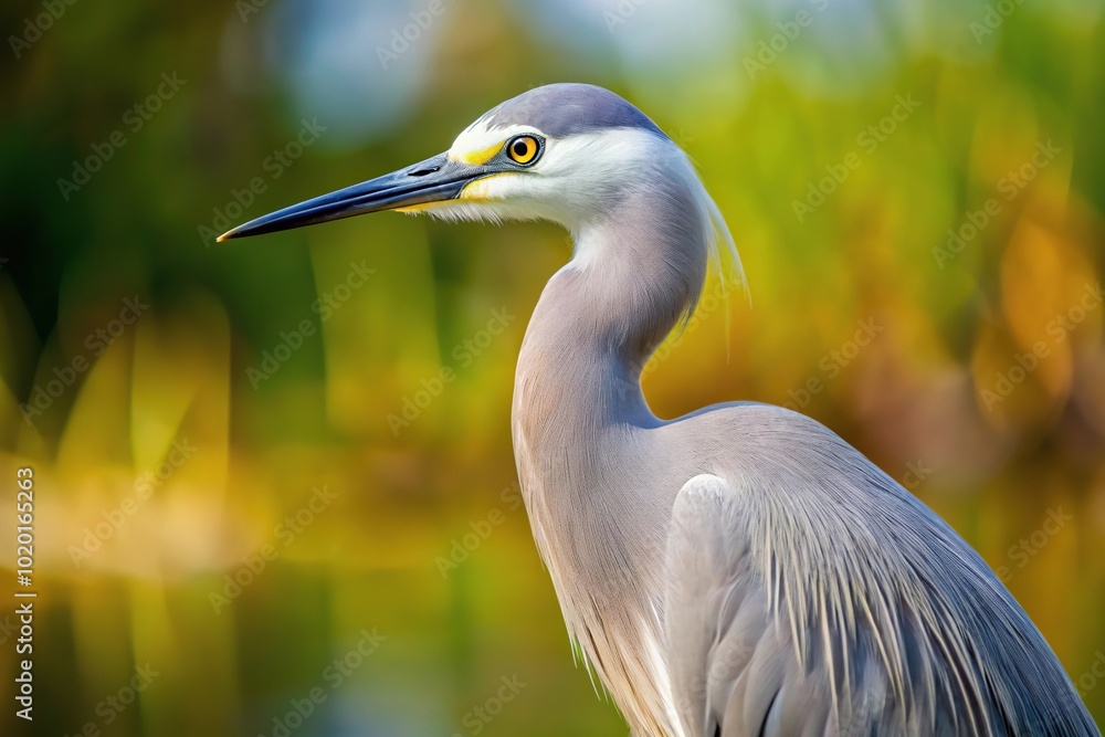 Beautiful macro shot of a white faced heron Egretta novaehollandiae in its natural habitat Beautiful macro shot of a white faced heron Egretta novaehollandiae in its natural habitat