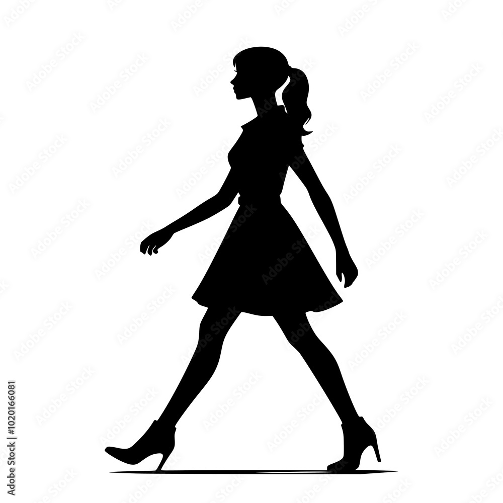 A girl walking vector with white background. A girl walking vector with white background.