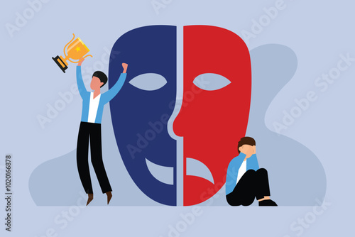 Emotional Duality Concept with Success and Failure Depiction 2d flat vector illustration