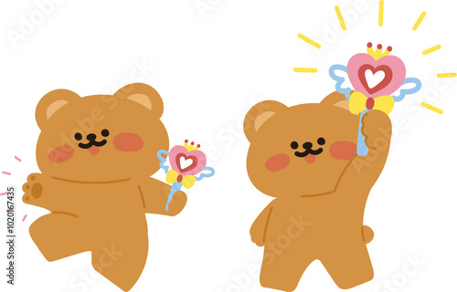 귀여운 요술봉 마법 소녀 곰돌이
