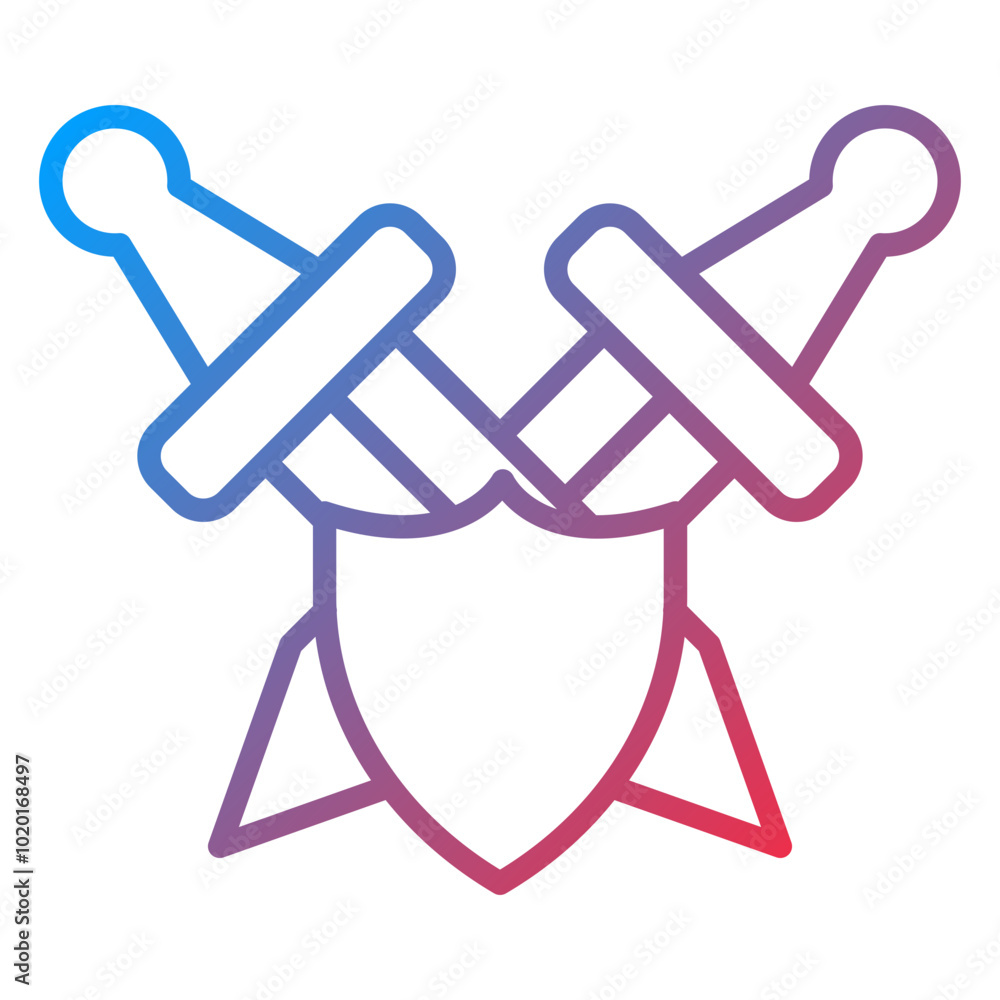 Two Swords And Shield Icon Style Two Swords And Shield Icon Style