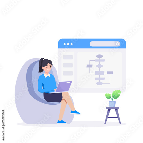 workflow diagram or model design, flowchart to get result Illustration.