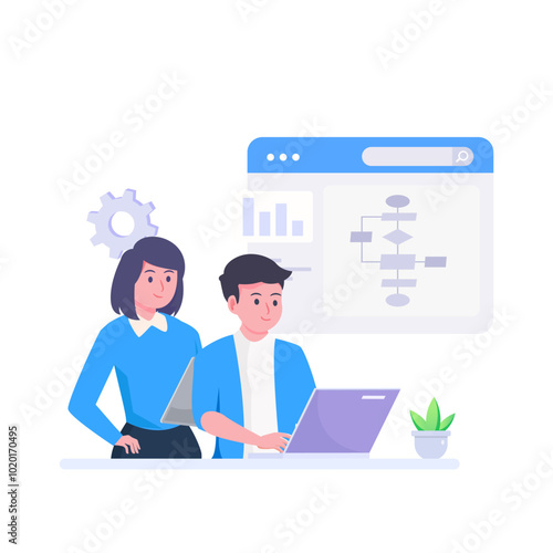 workflow diagram or model design, flowchart to get result Illustration.