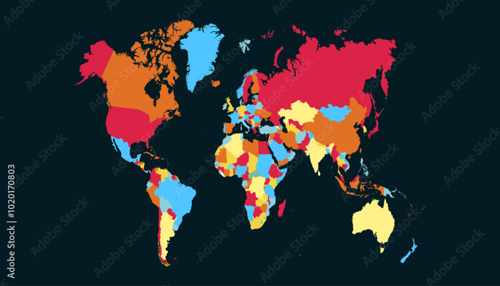 Fototapeta premium World map. Color modern vector map. Silhouette map