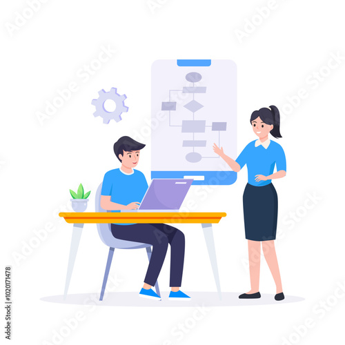 workflow diagram or model design, flowchart to get result Illustration.