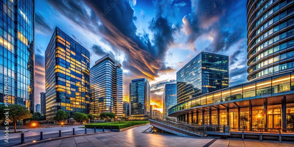 Fototapeta premium Architectural Harmony with Clouds and Blue Sky for Stunning Visuals