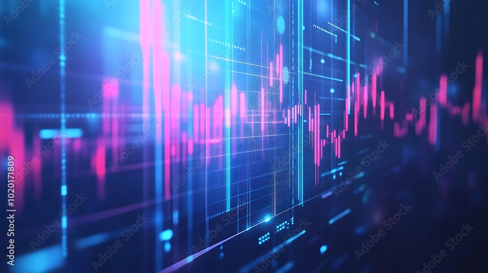 Abstract financial graph with bold neon lighting effects and modern design Abstract financial graph with bold neon lighting effects and modern design