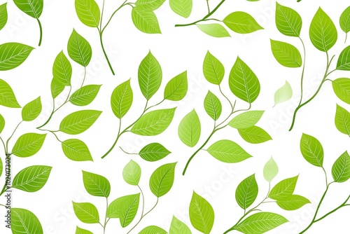 Wallpaper Mural Seamless floral pattern with green leaves growing on branches Torontodigital.ca